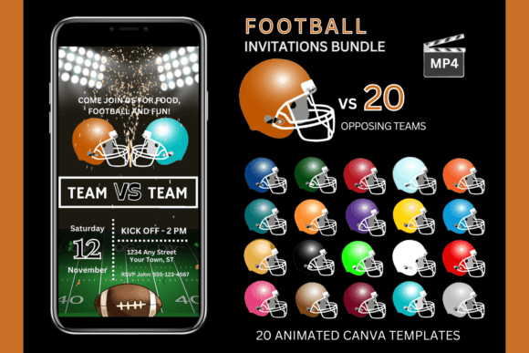 Football Game Invitations: Burnt Orange Team Bundle