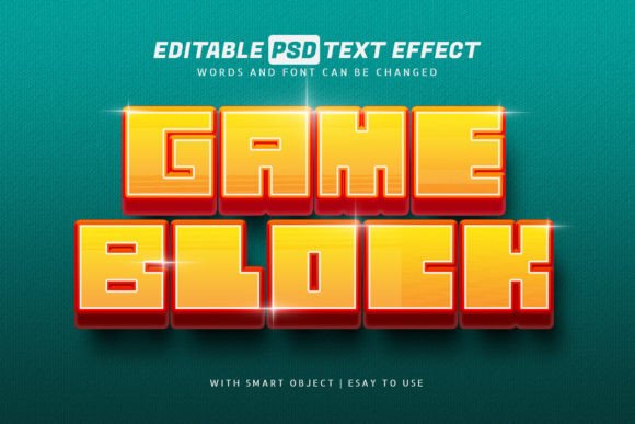 Game Block 3D Style Text Effect: Editable PSD for Bold Designs