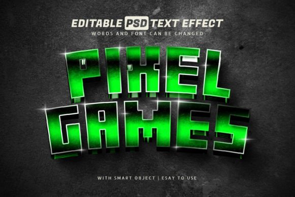 Pixel Game Text Effect 3D Style Editable