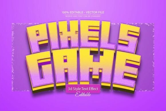 Pixels Game Neon Gradient 3D Text Effect: Bold Digital Style